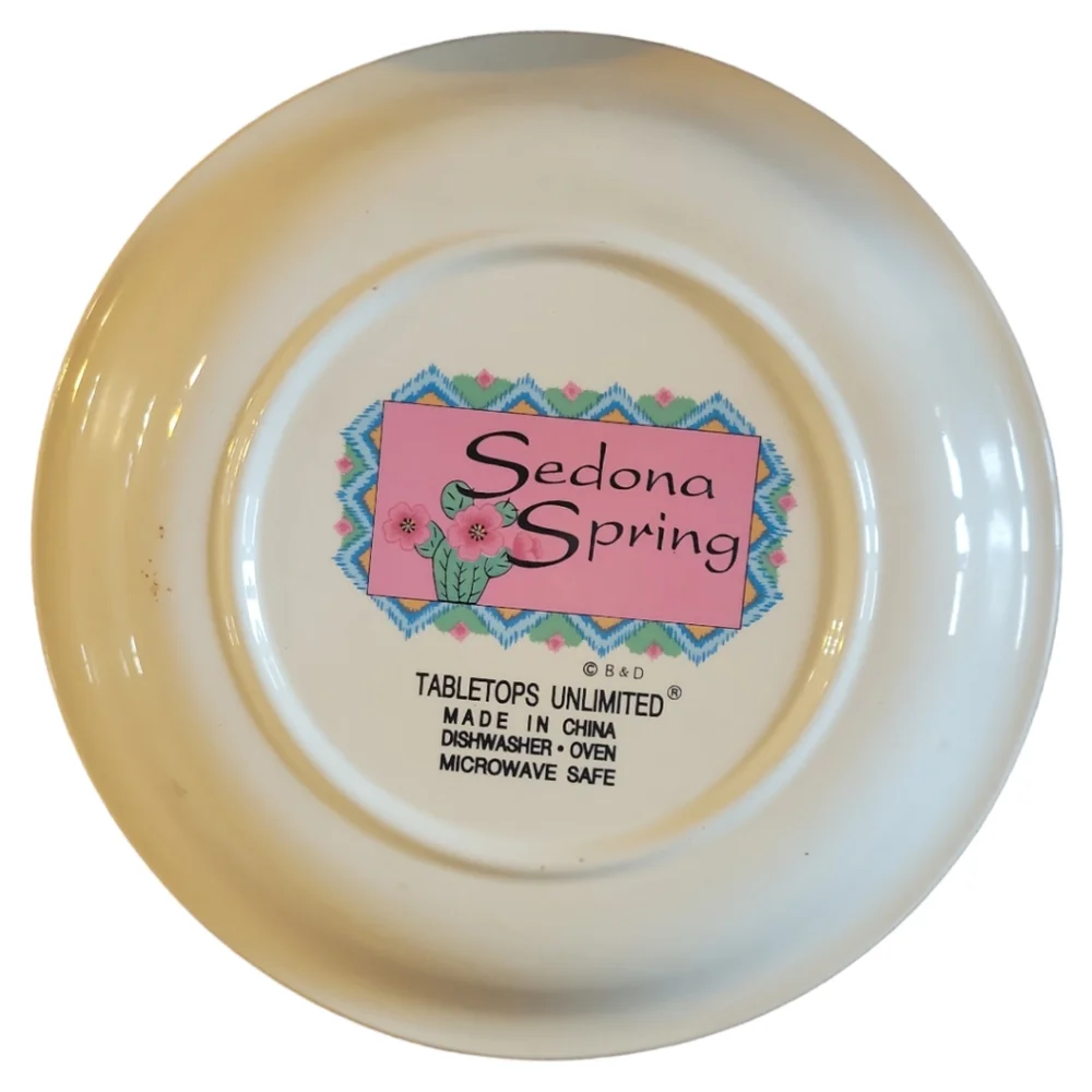 1 Vtg Dinner Plate Bowl Sedona Spring Tabletops Unlimited Cactus Blooms Desert